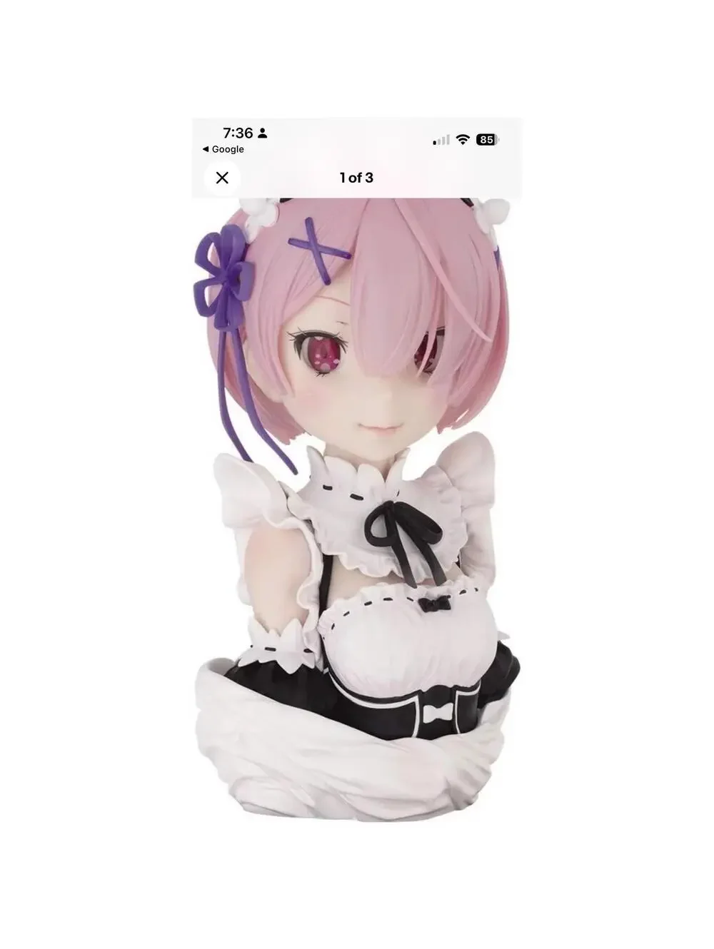Bandai Ichiban Kuji Re:Zero Ram Art Scale Bust Figure NIB US Seller 21cm